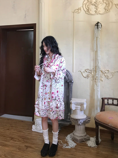 HIBABAO - Vintage Patchwork Floral Dress dress HIBABAO