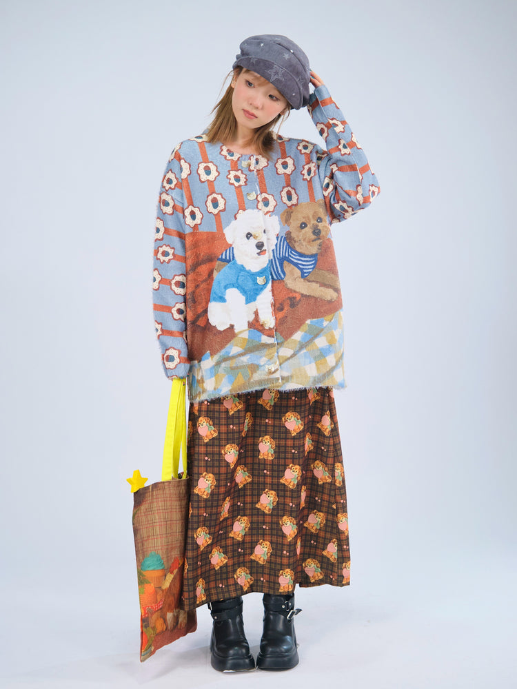 MeowMeow Bug - Kawaii Oak Dog Knit Cardigan