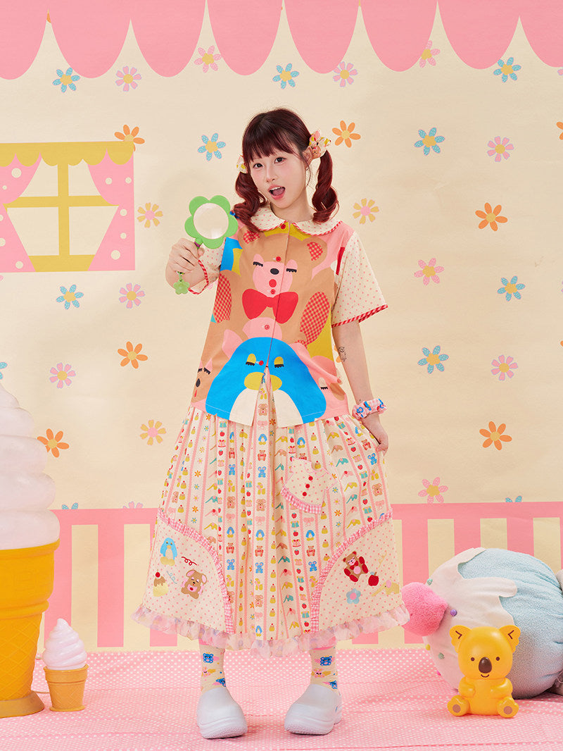 NIKKOU - Animal Embroidered Lace Skirt skirt Nikkou home