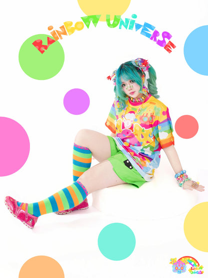 Rainbow Universe RUX - Decora Kei Rainbow Oversize Short Sleeve Tee tshirt Rainbow Universe RUX