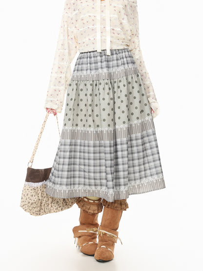 Languid Park - Polka Dot Plaid Puff Skirt