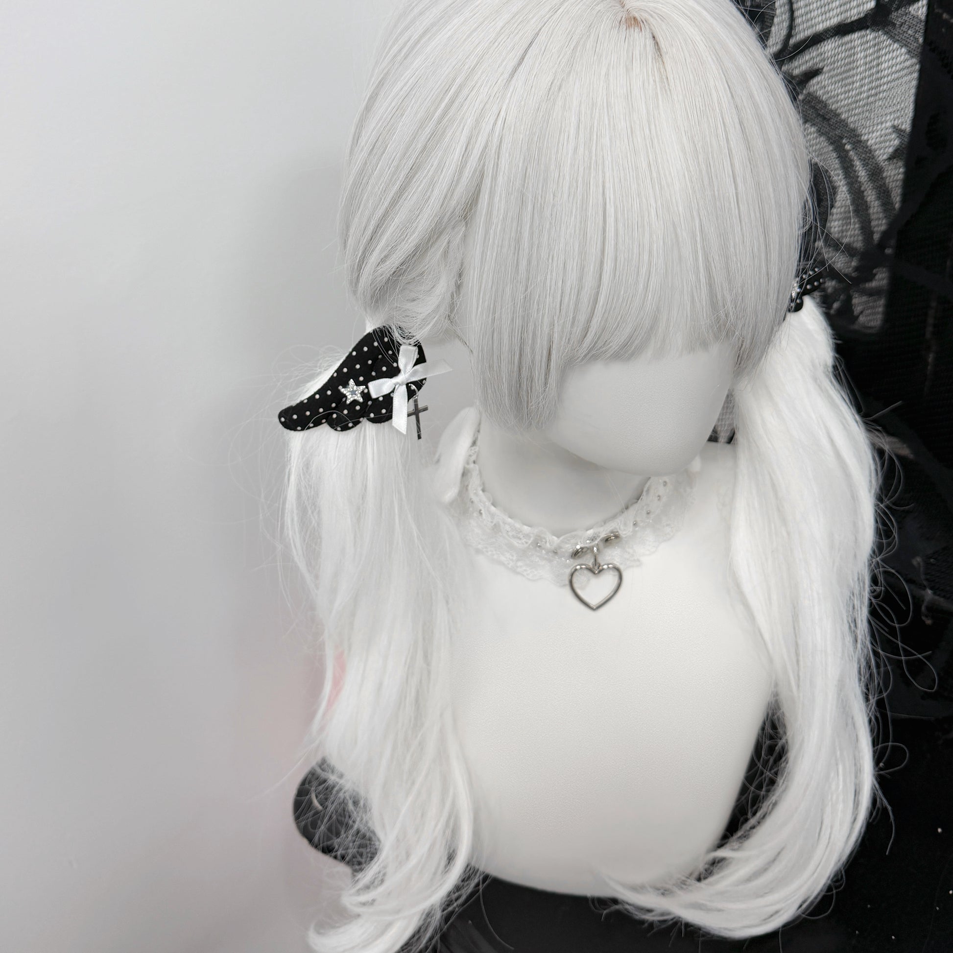 1Gangster Inn - Vintage Polka Dot Angel Wing Hair Clip accessory 1GASTERINN