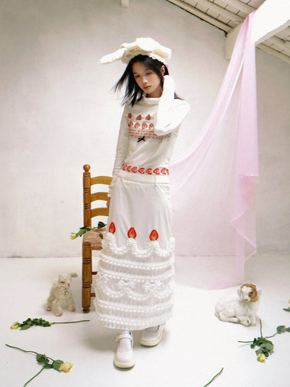 daytoday everyday institute - Kawaii Cake Print Pencil Skirt Slim Fit High Waist skirt daytoday everyday institute