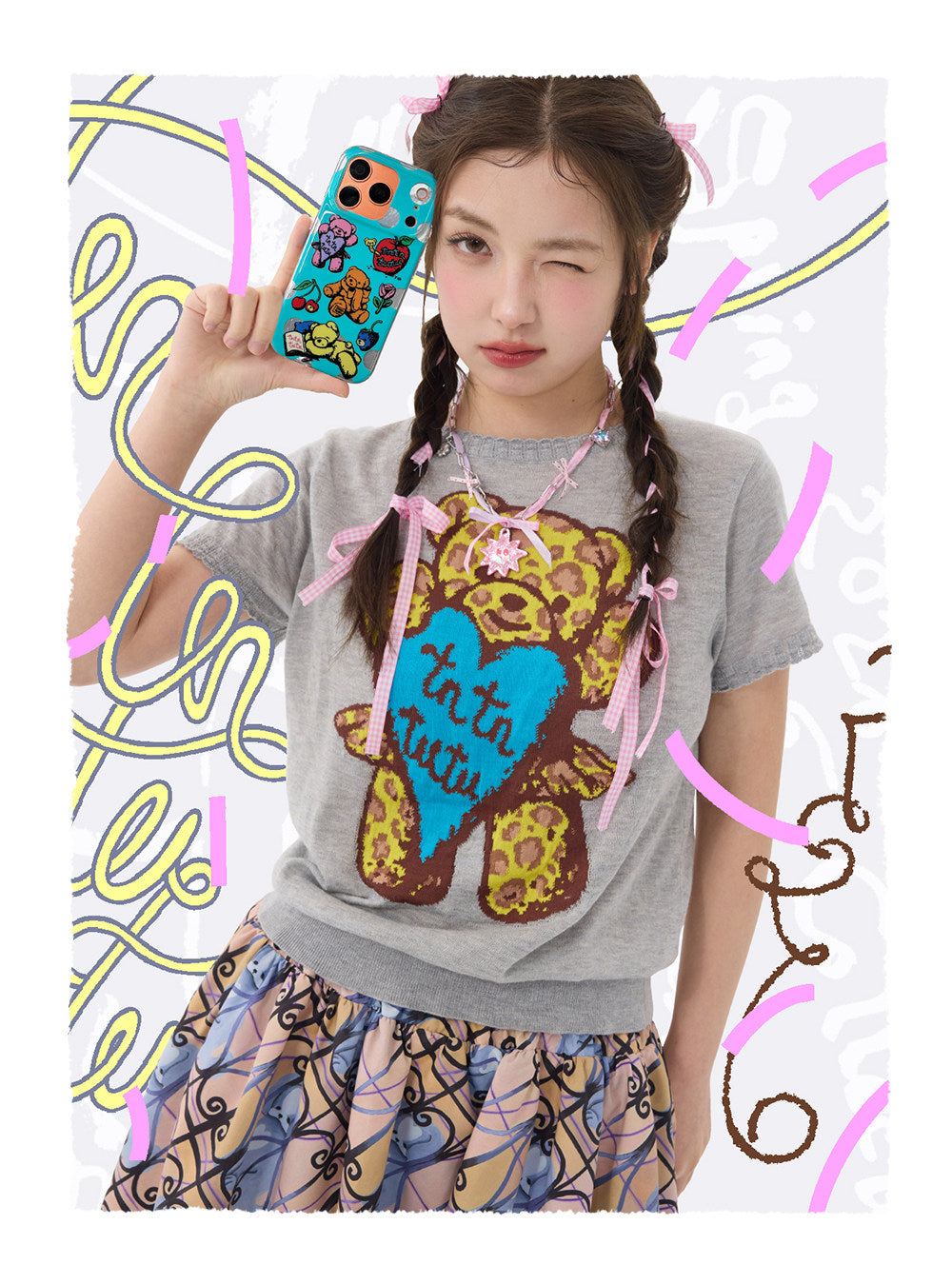 tntntutu - Colorblock Bear Knit Tee shirt tntntutu