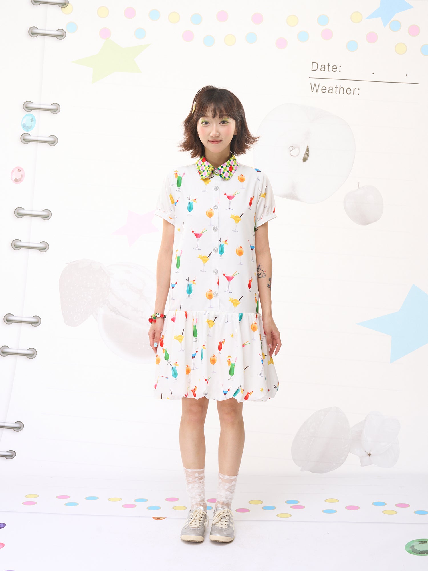 FRUITS Bubble Drink Summer Dress | Original Soda Shirt-Collar Dress dress Fruits
