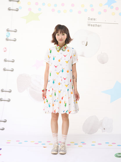 FRUITS Bubble Drink Summer Dress | Original Soda Shirt-Collar Dress dress Fruits