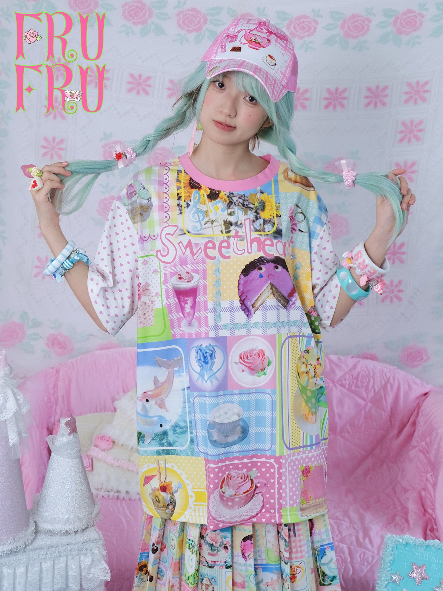 frufru - Cute Cake Print Cotton Tee tshirt frufru