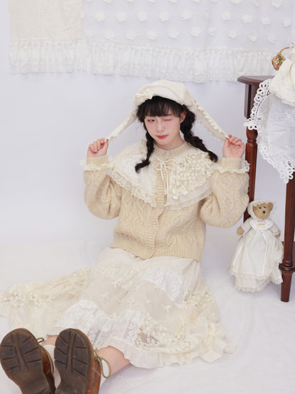 SemenCoicis - Lace Collar Cable Sweater cardigan SemenCoicis