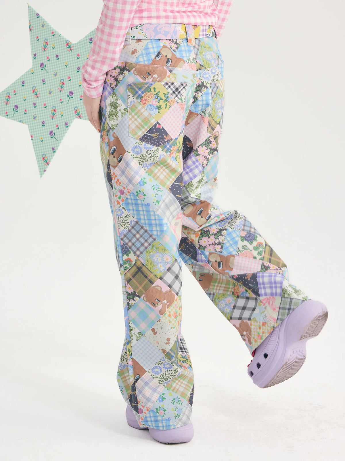 tntntutu - Teddy Patchwork Straight-Leg Pants pants tntntutu