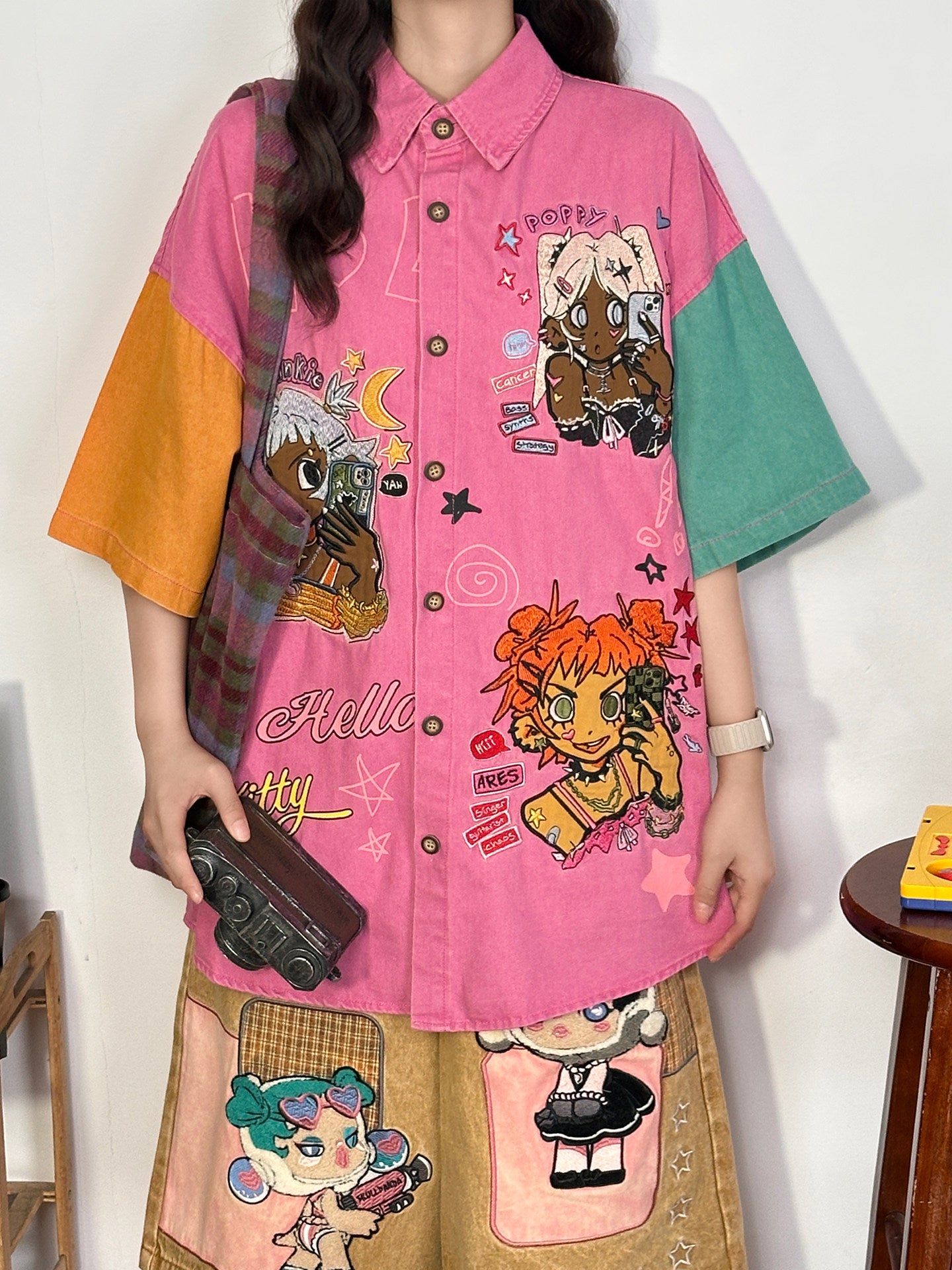 Retro Cartoon Patchwork Shirt shirt soldout