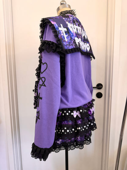 RedDevil - Black & Purple Starry Dot Lace Puff Skirt skirt Red Devil