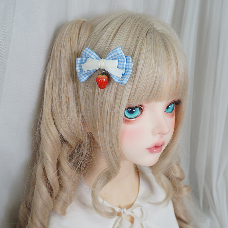 Maojiang Kawaii Plaid Strawberry Bow Clip hair clip maojiang