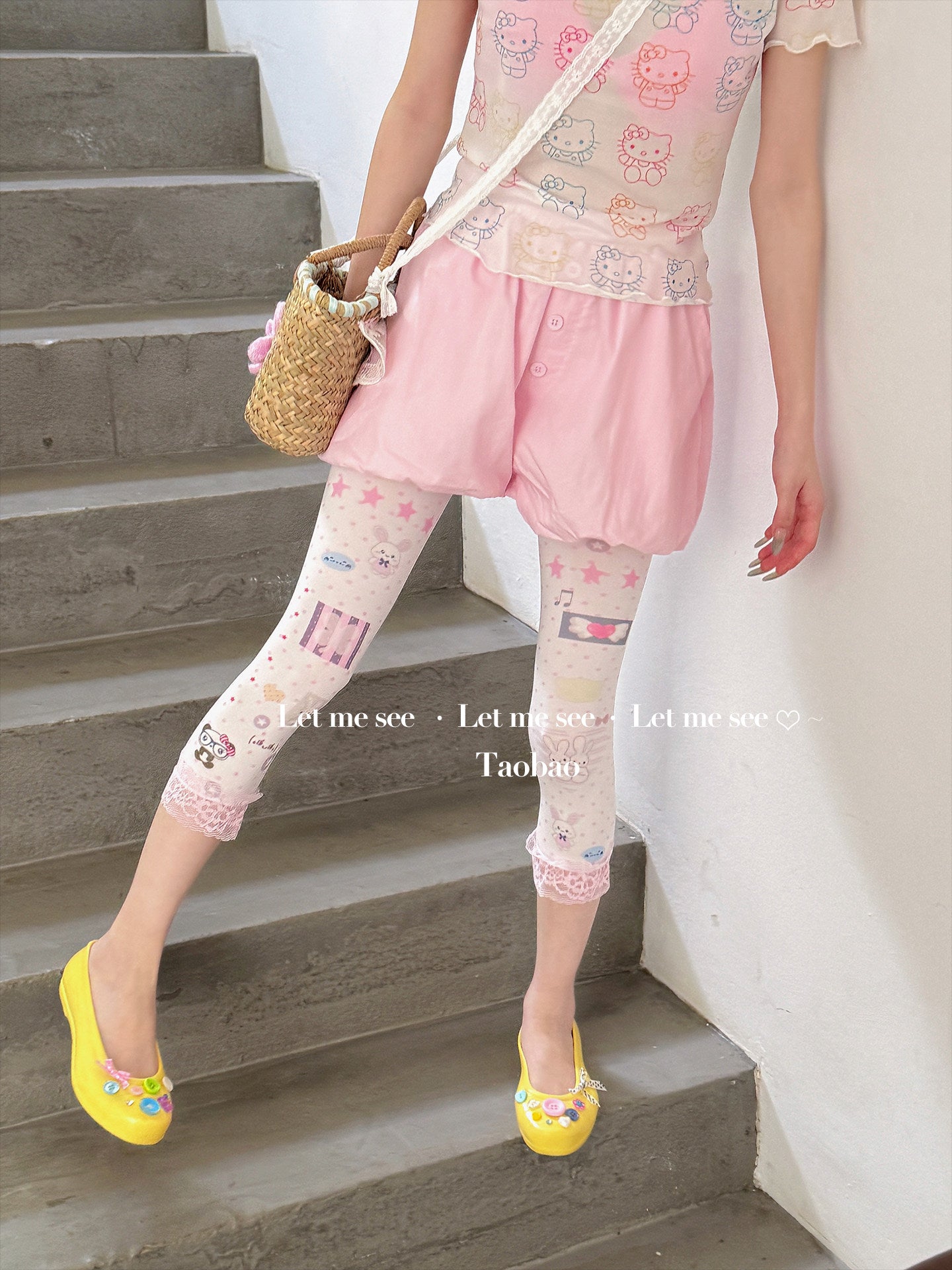 LET ME SEE - Cartoon Polka Capri Leggings tights let me see