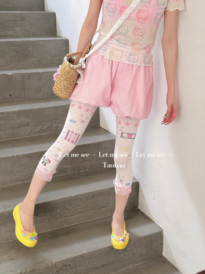 LET ME SEE - Cartoon Polka Capri Leggings tights let me see
