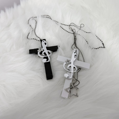 1Gangster Inn - Vintage Cross Music Note Punk Necklace necklace 1GASTERINN