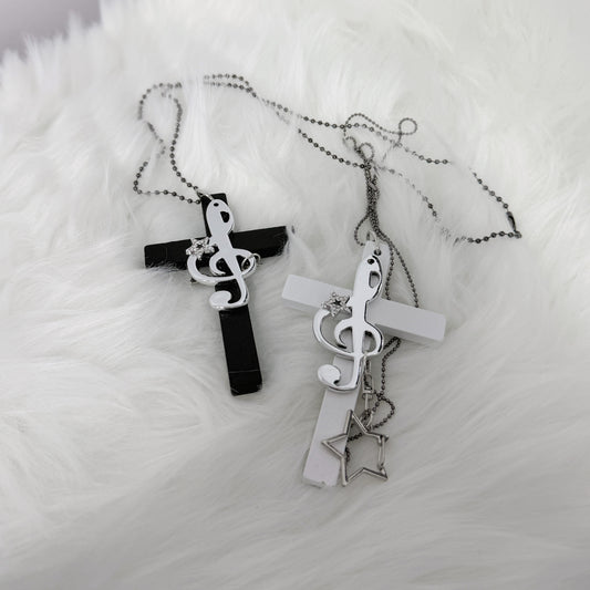 1Gangster Inn - Vintage Cross Music Note Punk Necklace necklace 1GASTERINN