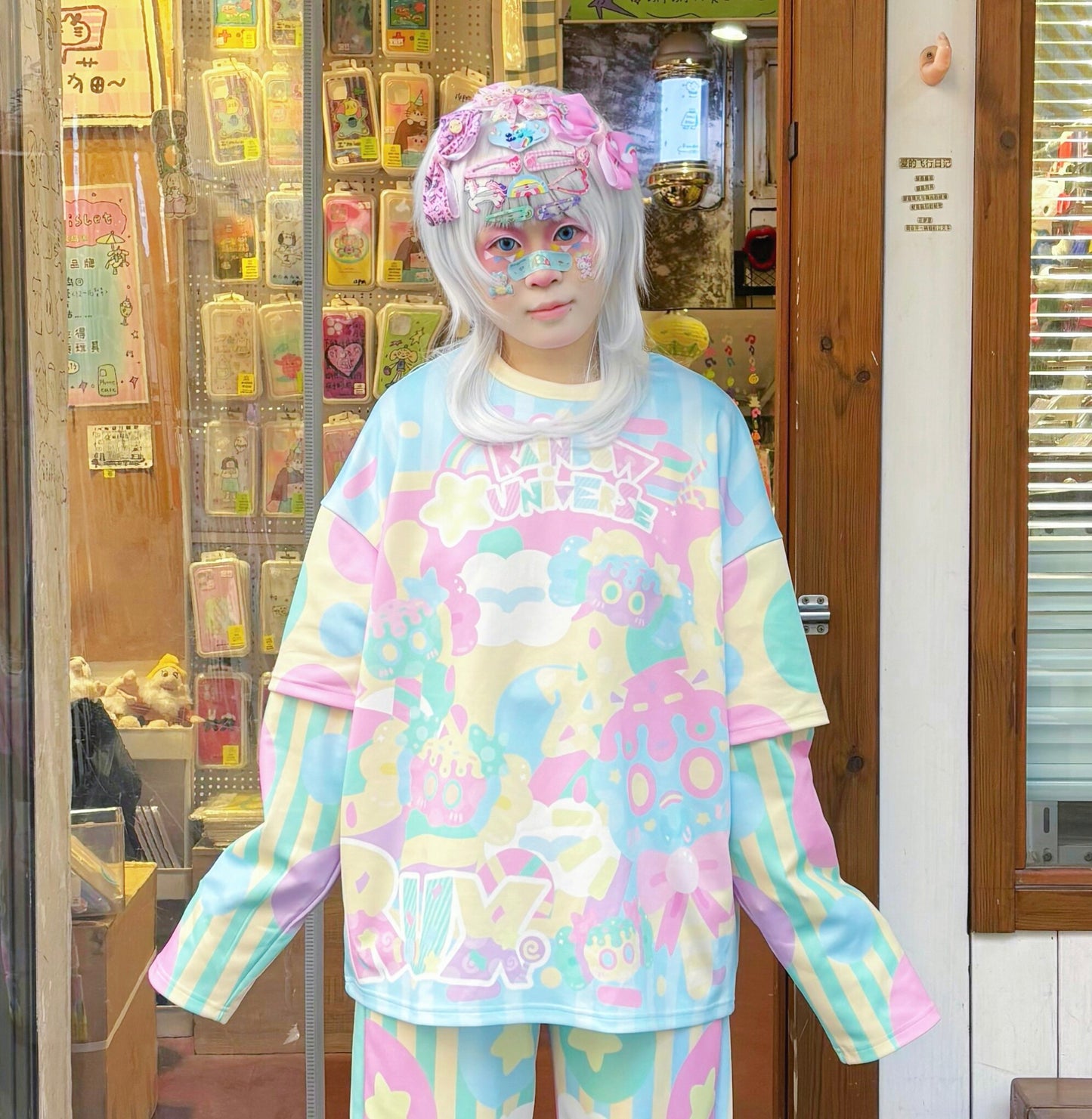 Rainbow Universe RUX - Pastel Decora Kei Two Piece Set set Rainbow Universe RUX Top S