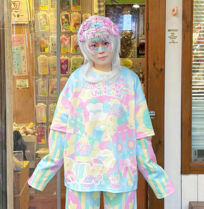 Rainbow Universe RUX - Pastel Decora Kei Two Piece Set set Rainbow Universe RUX Top S