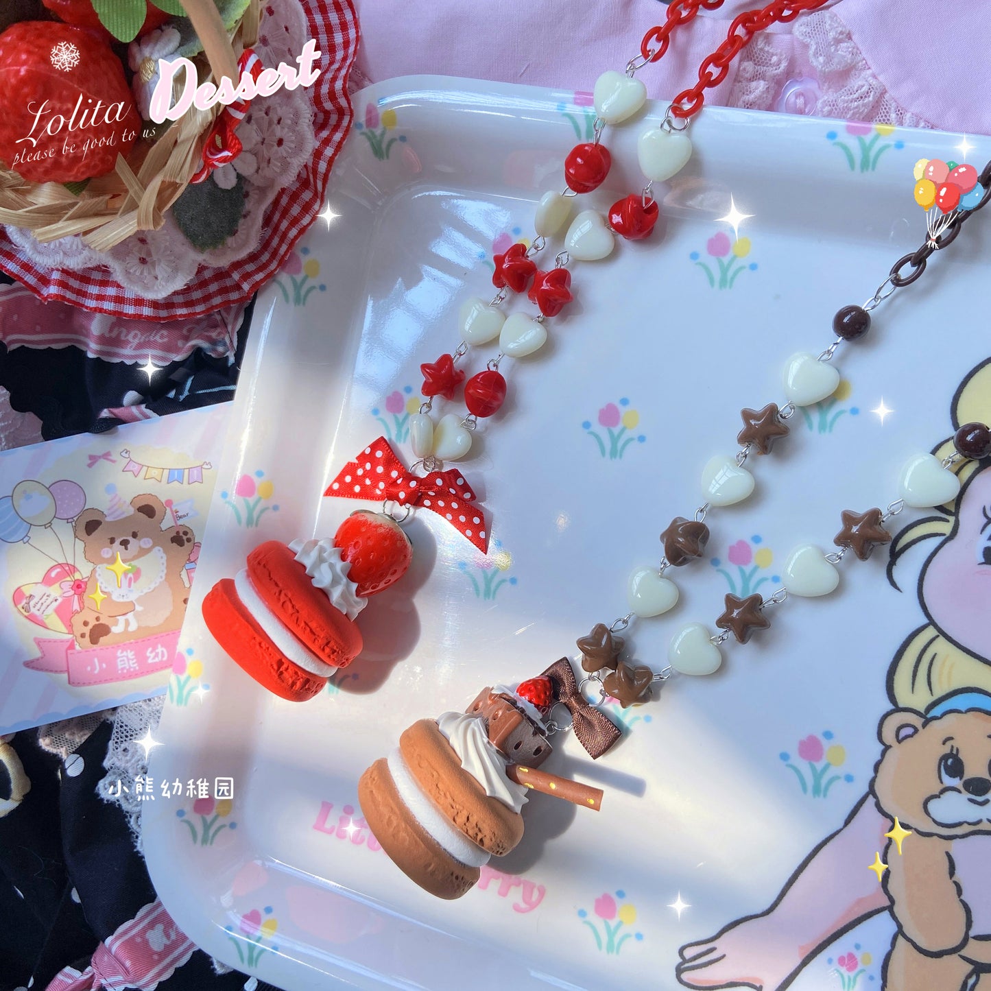 Bear Doll Kawaii Necklace | Macaron Sweet Dessert Necklace necklace Bear Doll