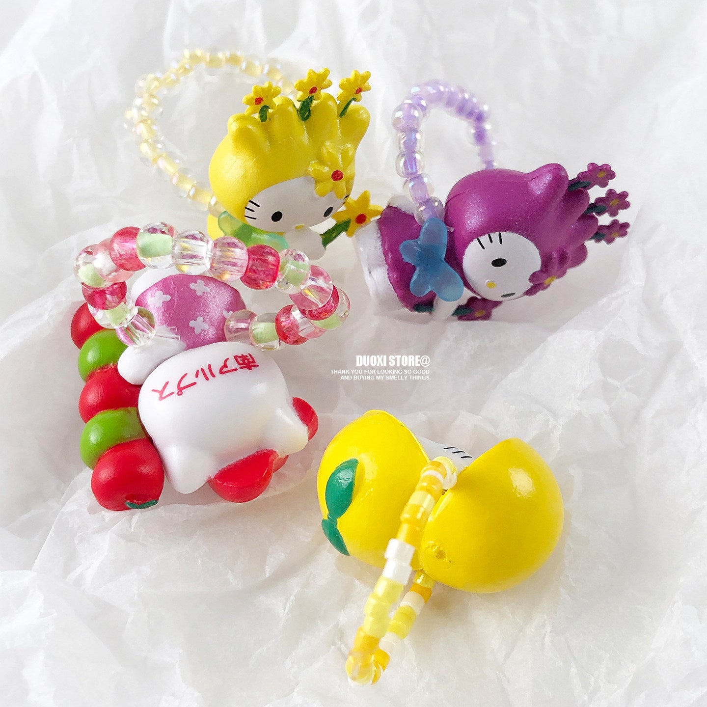 Duoxi - Colorful Kawaii Cat Flower Statement Ring ring DuoXi