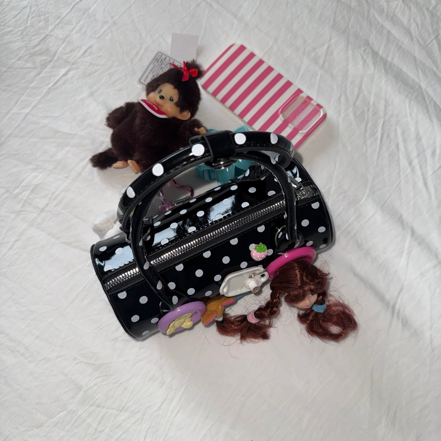 Hottie - Y2K Black Polka Dot Mini Pillow Bag