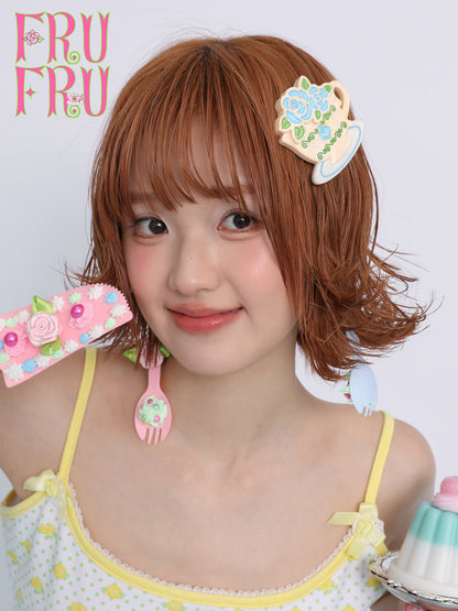 frufru - Pink Rose Coffee Hair Clip hair clip frufru