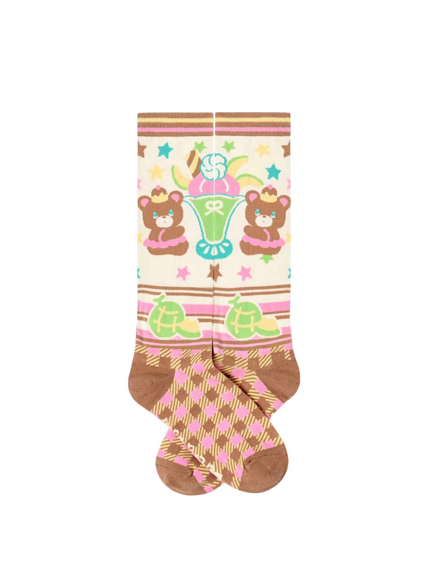 Lutra Jump - Decora Kei Bear Melon Mid Calf Socks socks Lutra Jump
