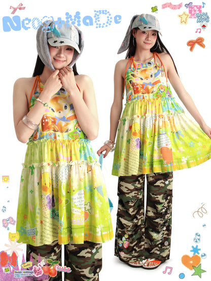 NeogoMade Halter Mini Dress | Sweet Holiday Style Dress | Ruffles and Bows Dress dress NeogoMade