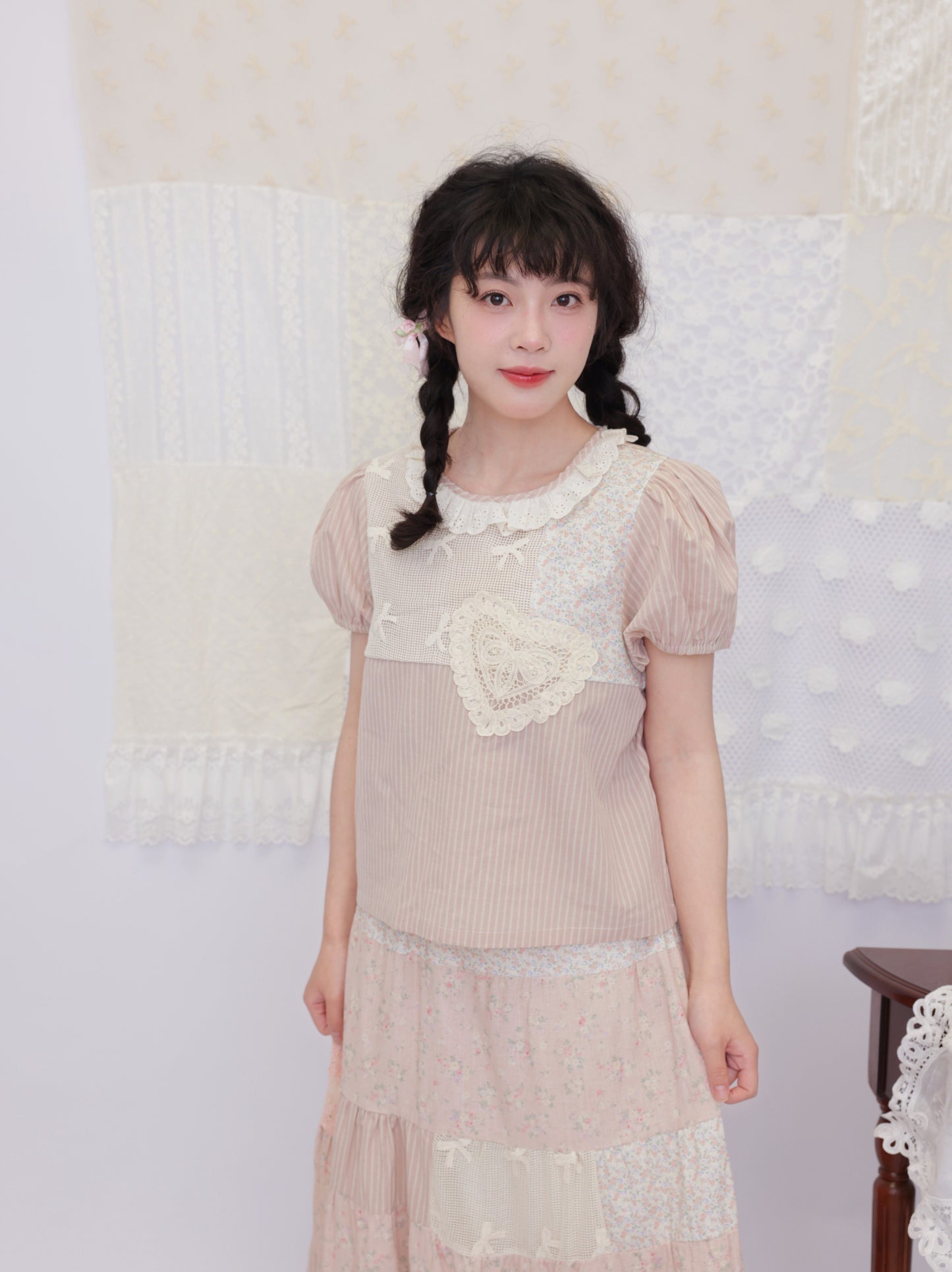 SemenCoicis - Floral Patchwork Puff Blouse shirt SemenCoicis