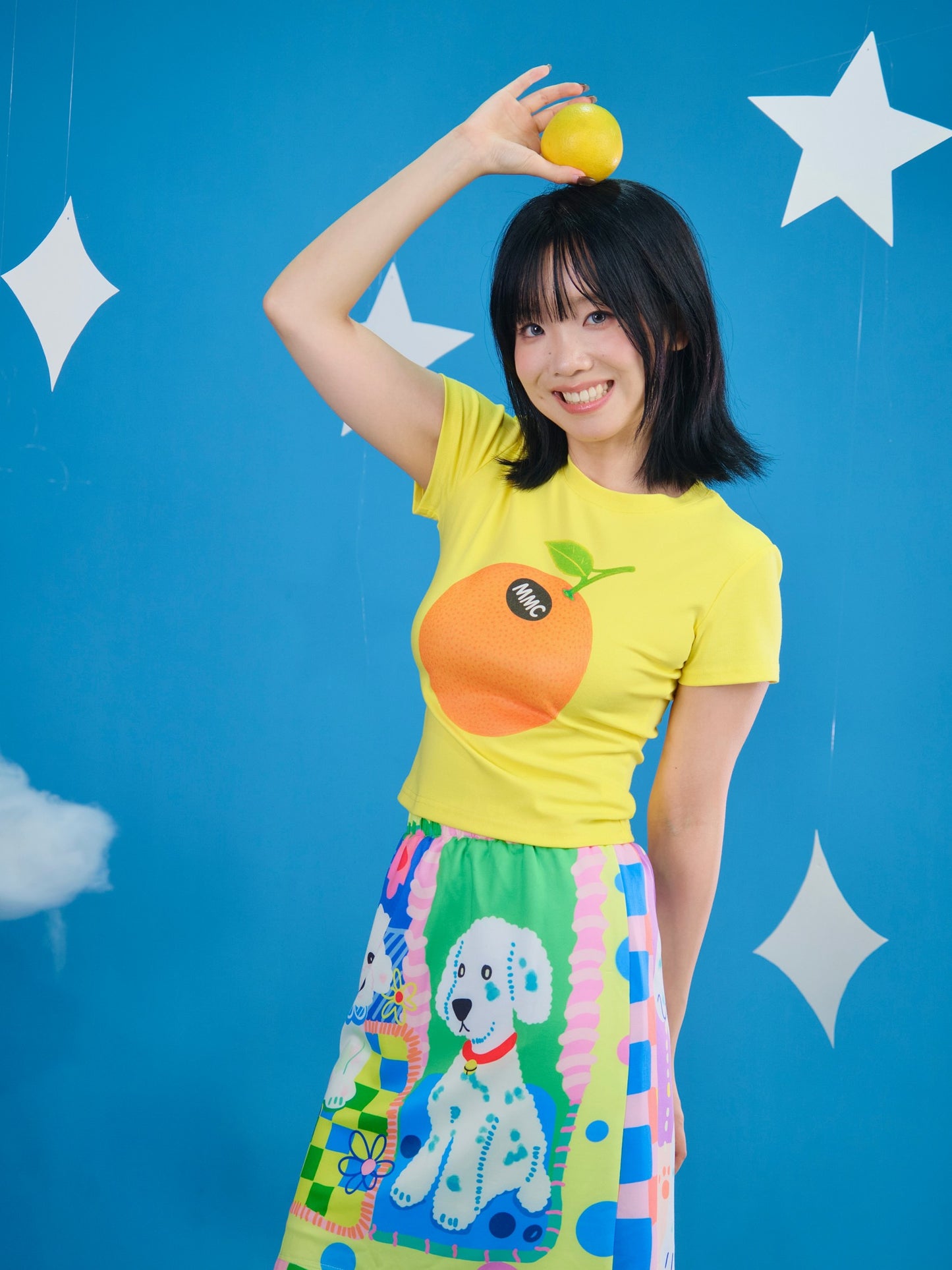 MeowMeow Bug - Decora Kei Orange Print Slim Fit T-Shirt tshirt MeowMeow Bug