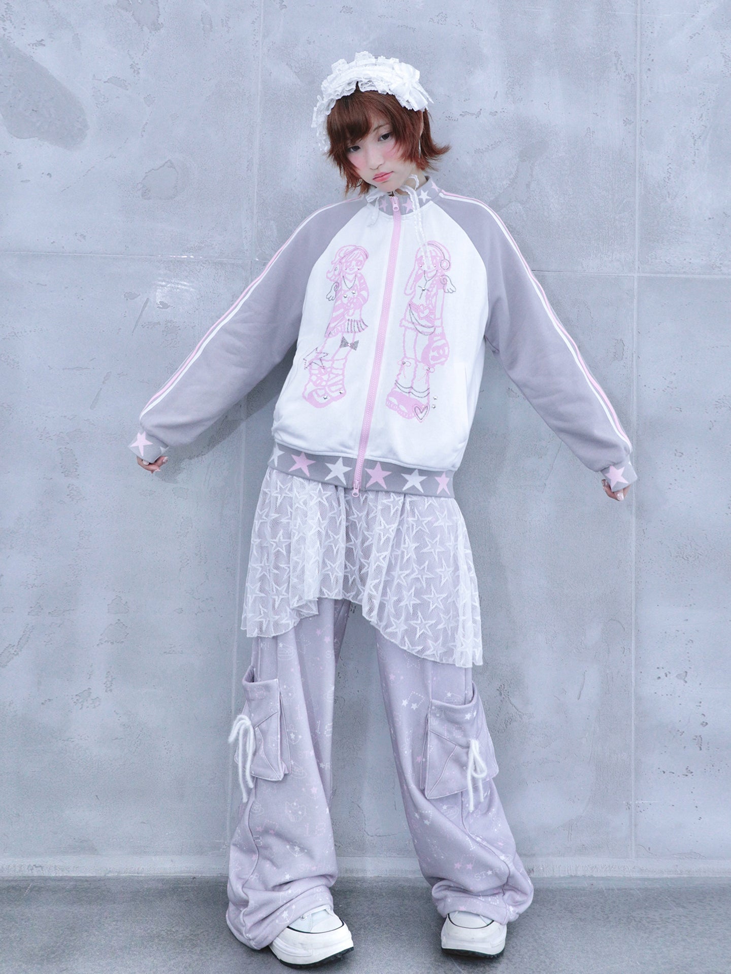 Hashtag DDD - Kawaii Rhinestone Twin-Star Jacket jacket Hashtag DDD