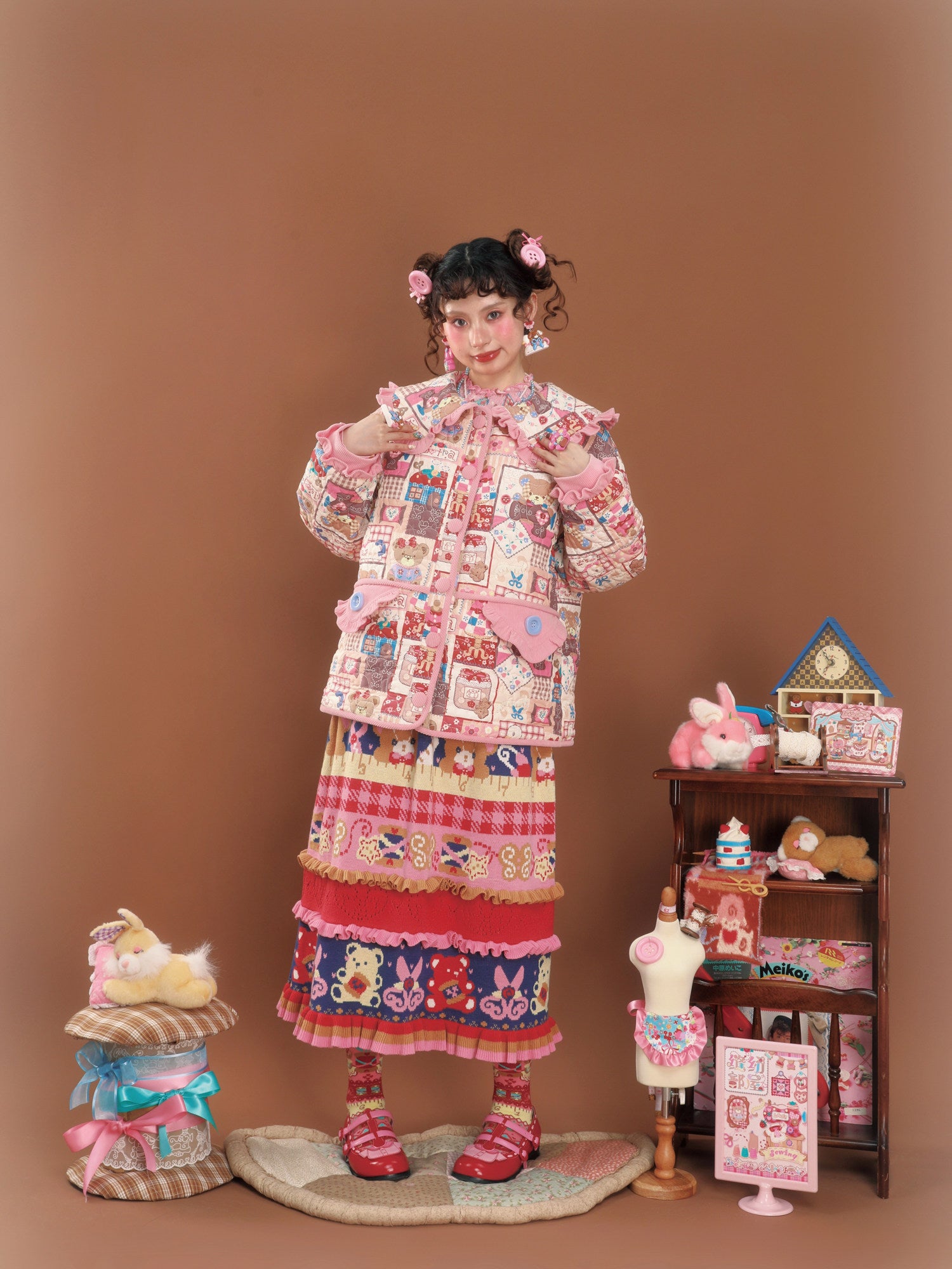 LutraJump - Decora Kei Patchwork Padded Jacket coat Lutra Jump