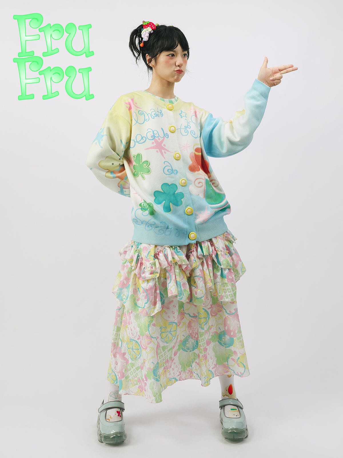 frufru Reversible Cardigan | Cute Print Knit Cardigan cardigan frufru