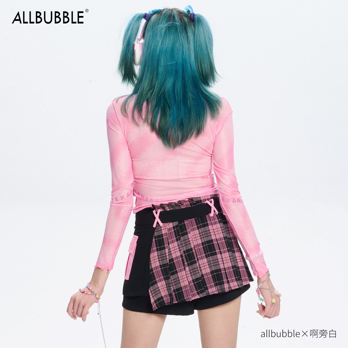 Allbubble - Pink Pixel Mesh Top shirt Allbubble