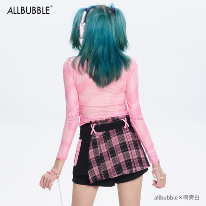 Allbubble - Pink Pixel Mesh Top shirt Allbubble
