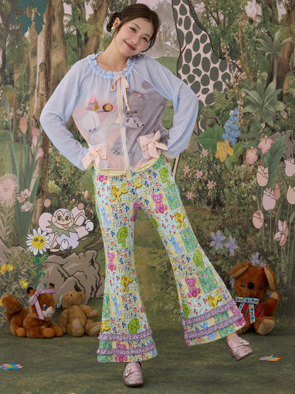 tntntutu - Floral Animal Flare Pants pants tntntutu
