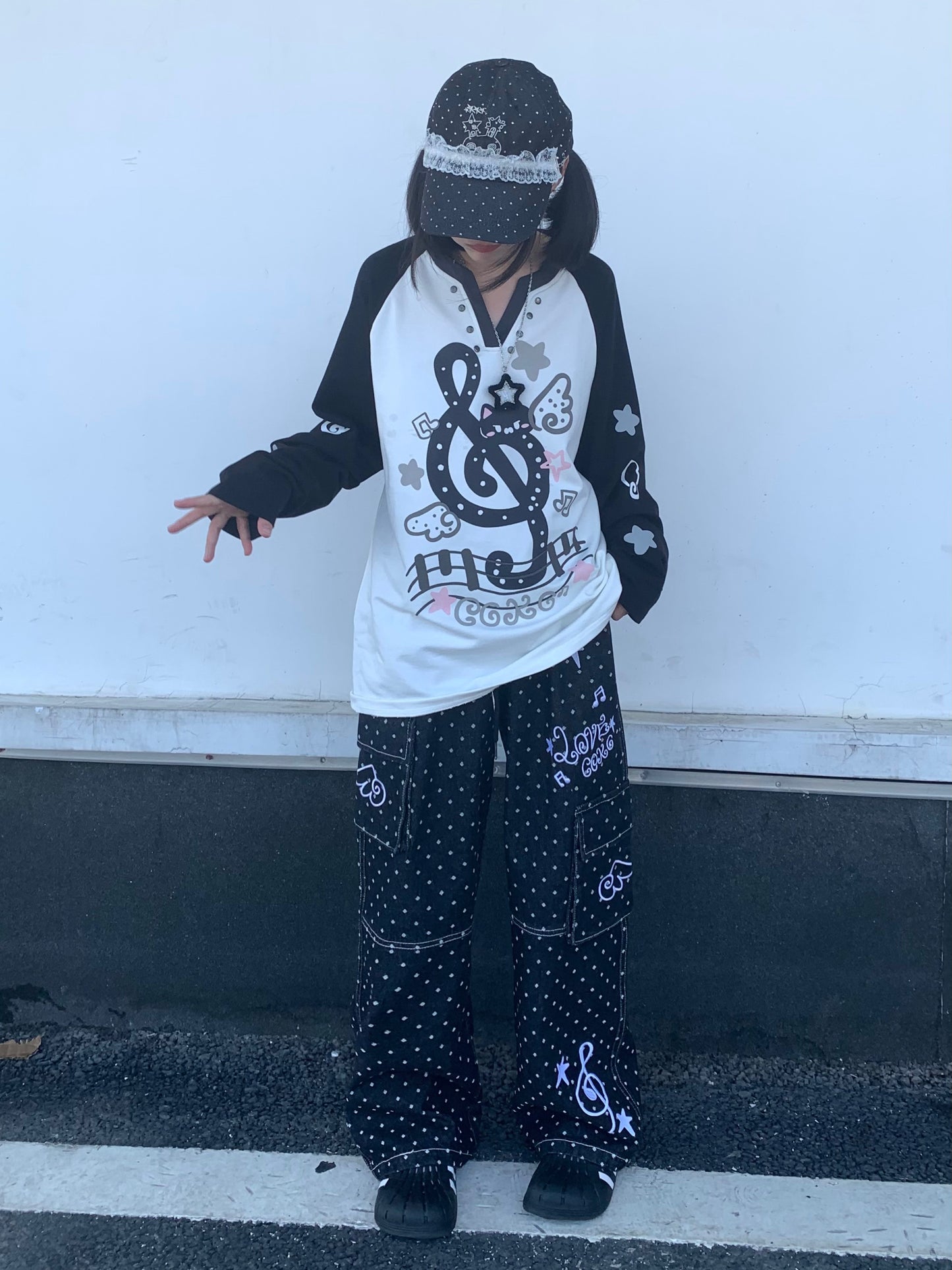 CokoStore - Music Note Print Long Sleeve T-Shirt shirt coko store