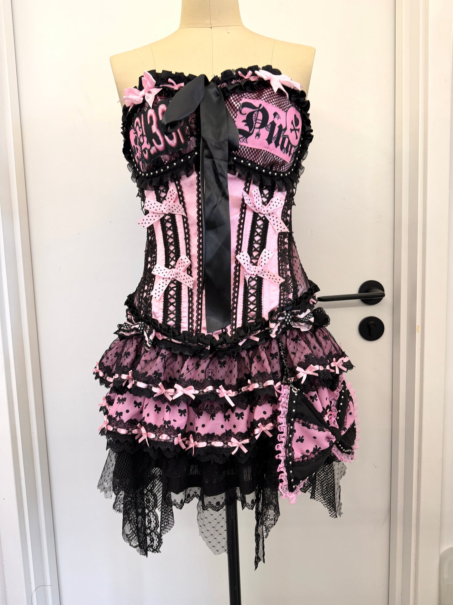 RedDevil - Black Pink Lace Corset Top tank top Red Devil