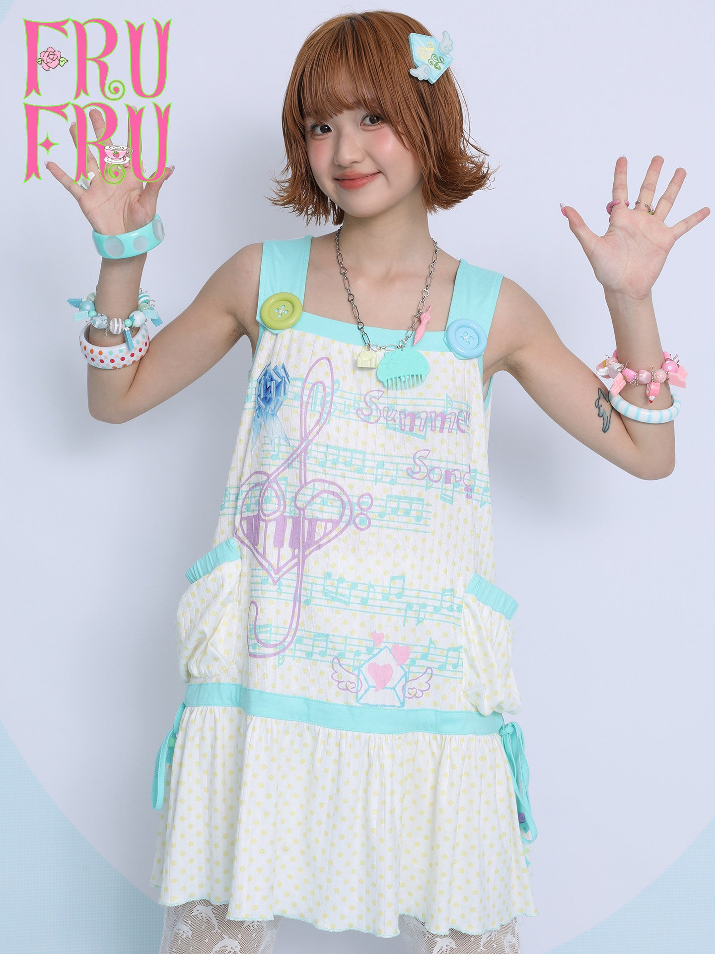frufru - Mint Green Y2K Print Tank Dress dress frufru