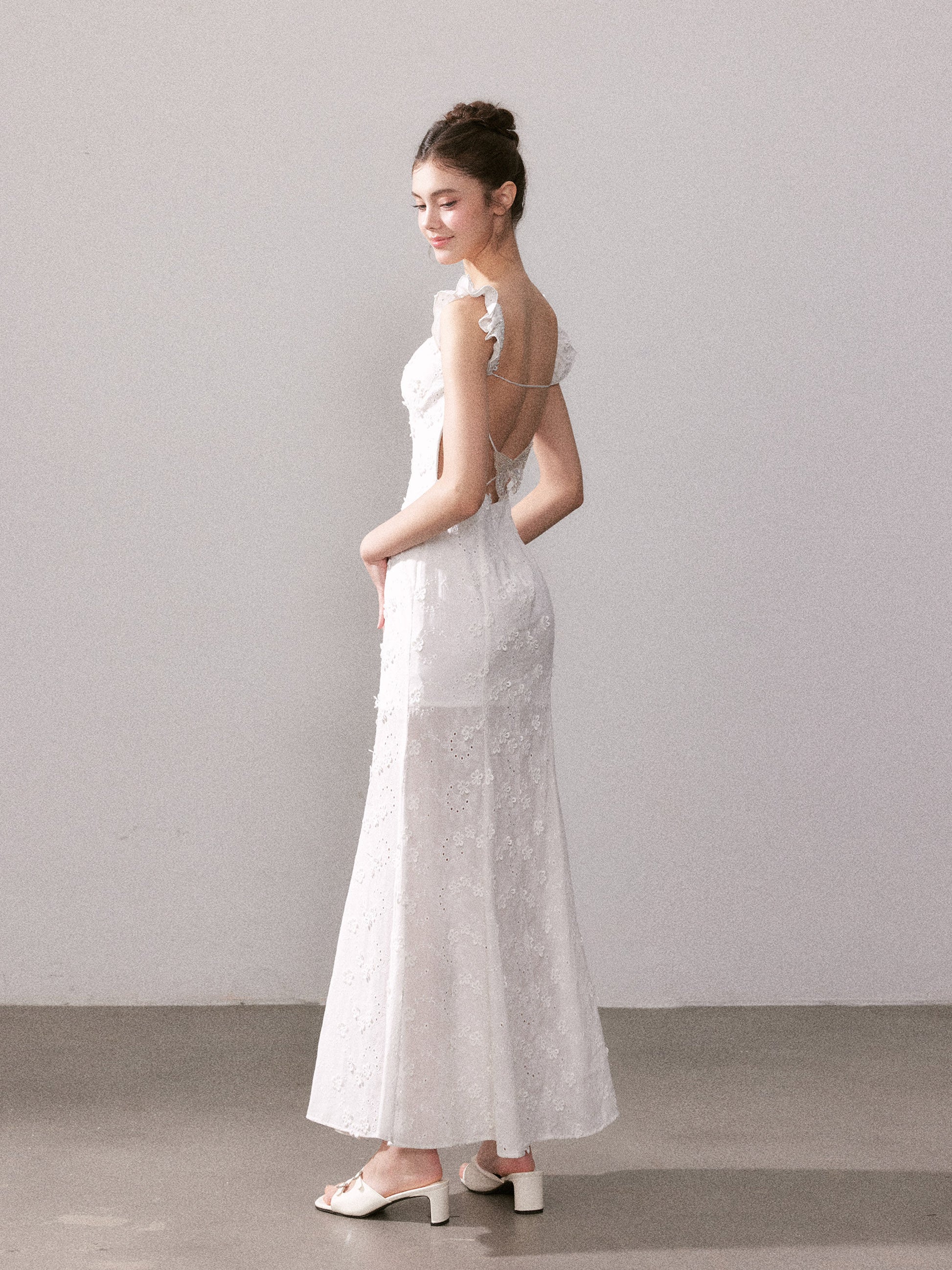 YZZI HE - Ivory Lace Floral Maxi Dress dress YZZI HE