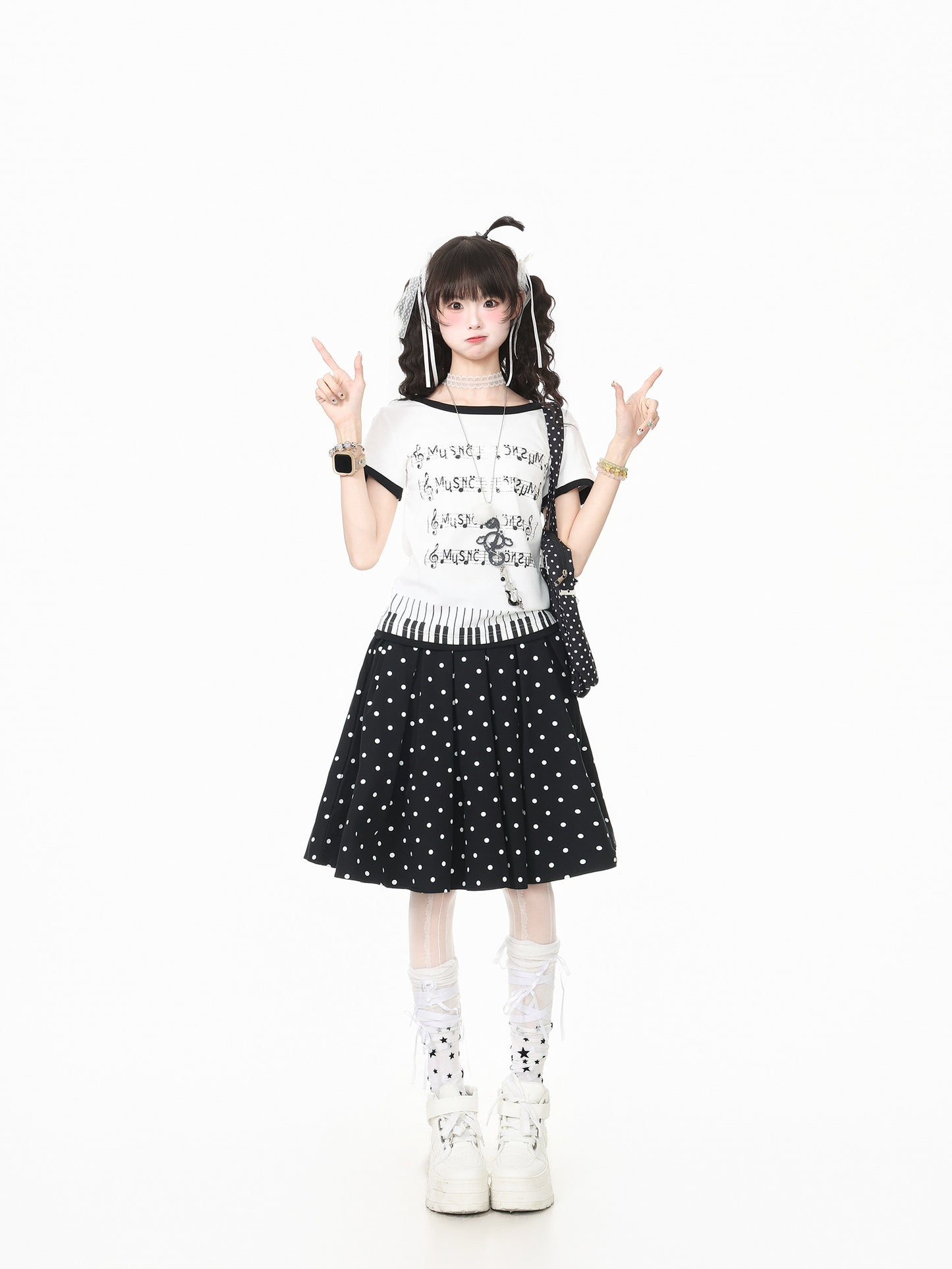 Languid Park - Polka Dot Pleated Midi Skirt skirt Languid Park