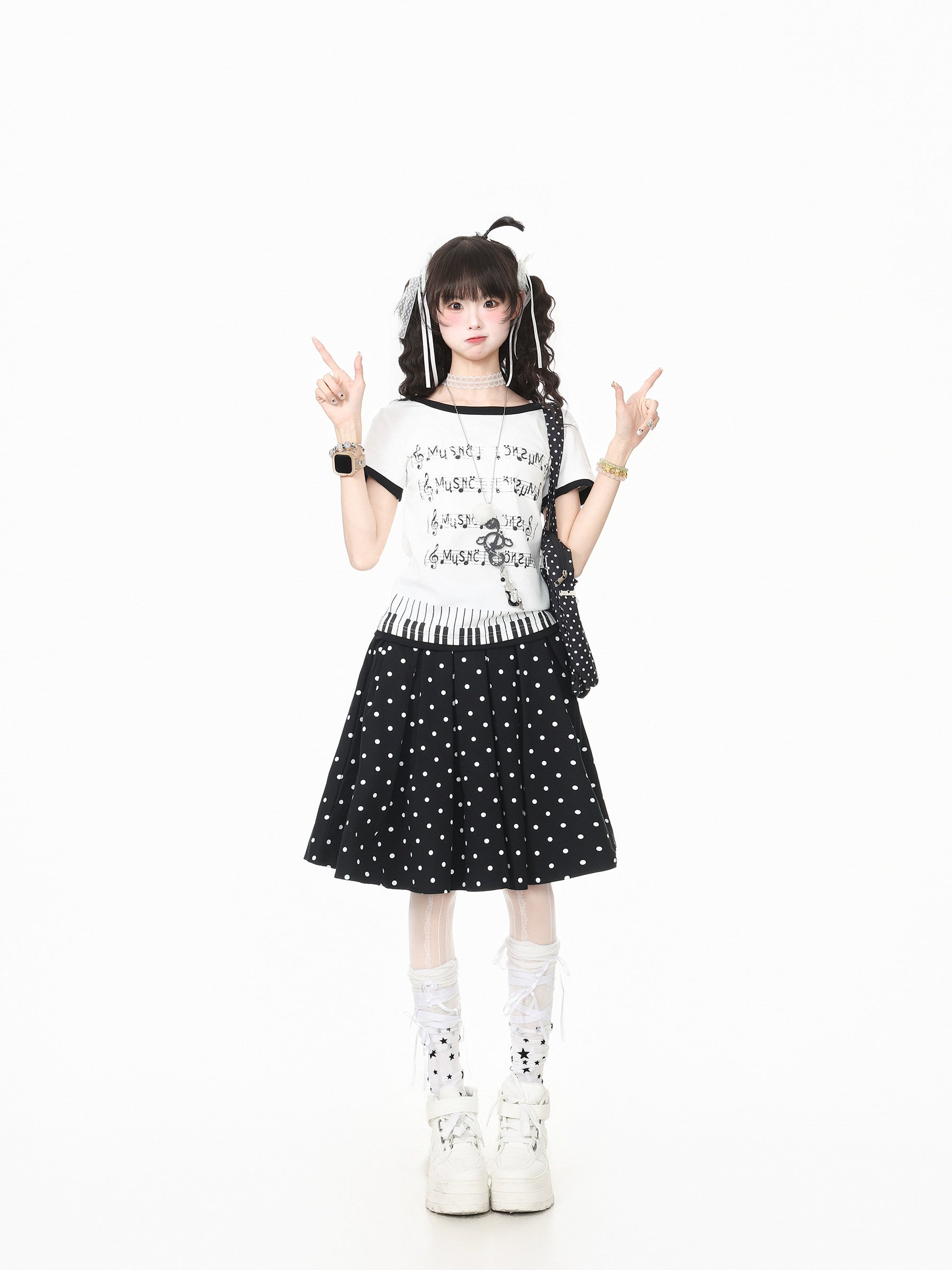 Languid Park - Polka Dot Pleated Midi Skirt skirt Languid Park