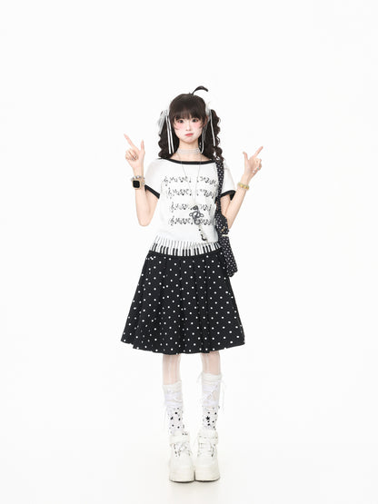 Languid Park - Polka Dot Pleated Midi Skirt skirt Languid Park