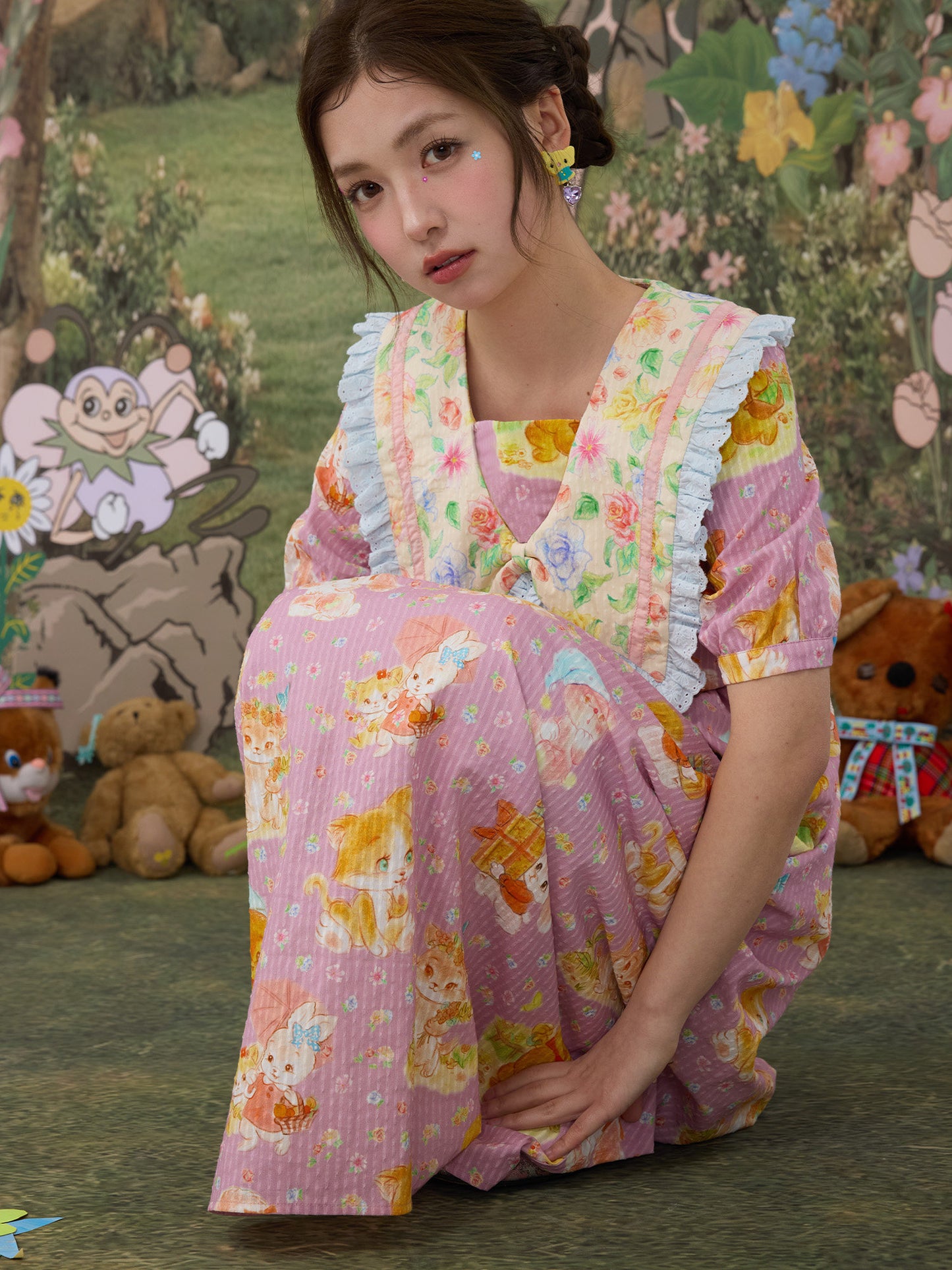 tntntutu - Pink Floral Bow Dress dress tntntutu