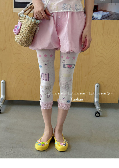 LET ME SEE - Cartoon Polka Capri Leggings tights let me see