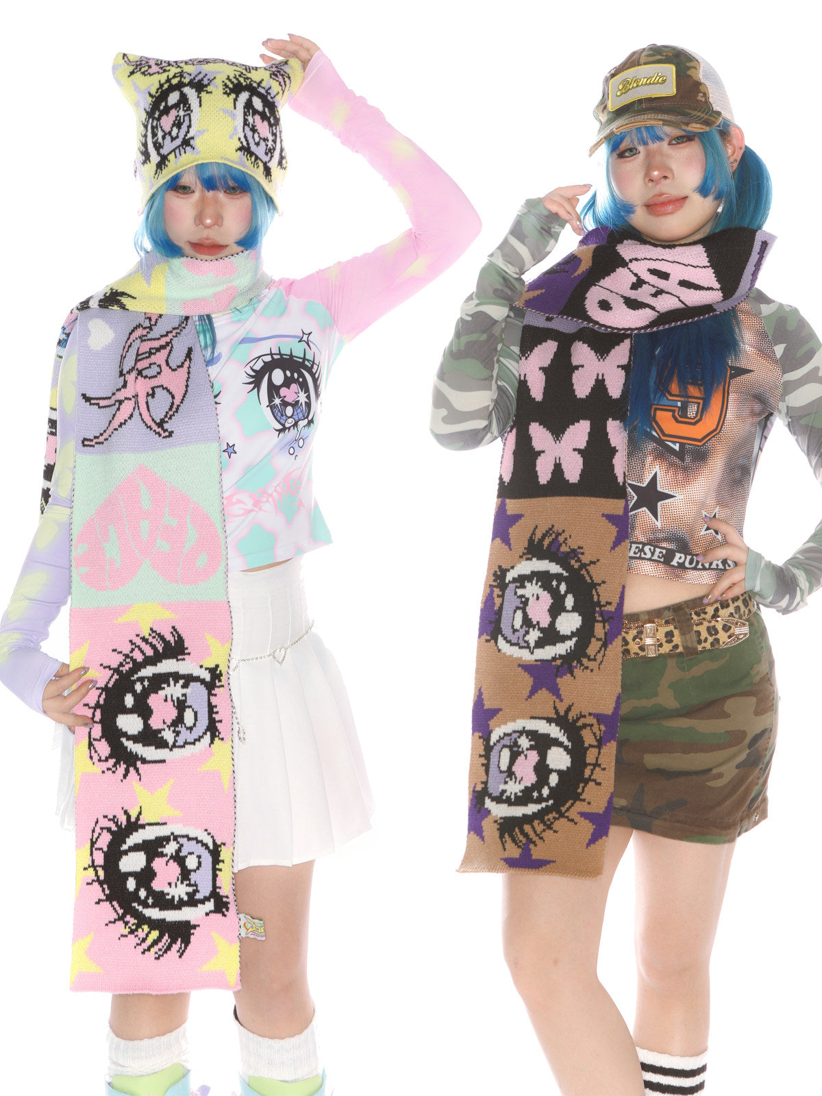 DeadEndKids - Decora Anime Eye Knit Scarf scarf DeadEndKids
