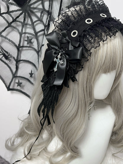 1Gangster Inn - Wing Lace Gothic Lolita Headband hairband 1GASTERINN