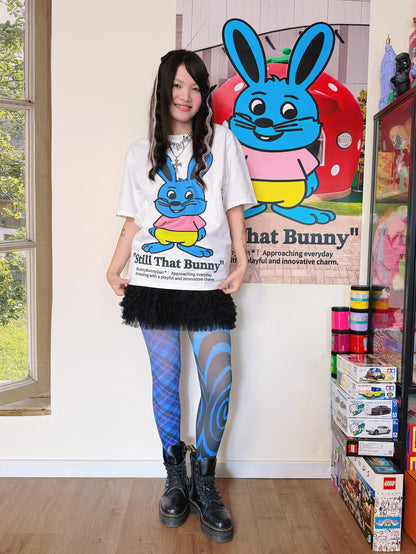 bunnybunnygun - Y2K Blue Black Sheer Tights tights bunnybunnygun