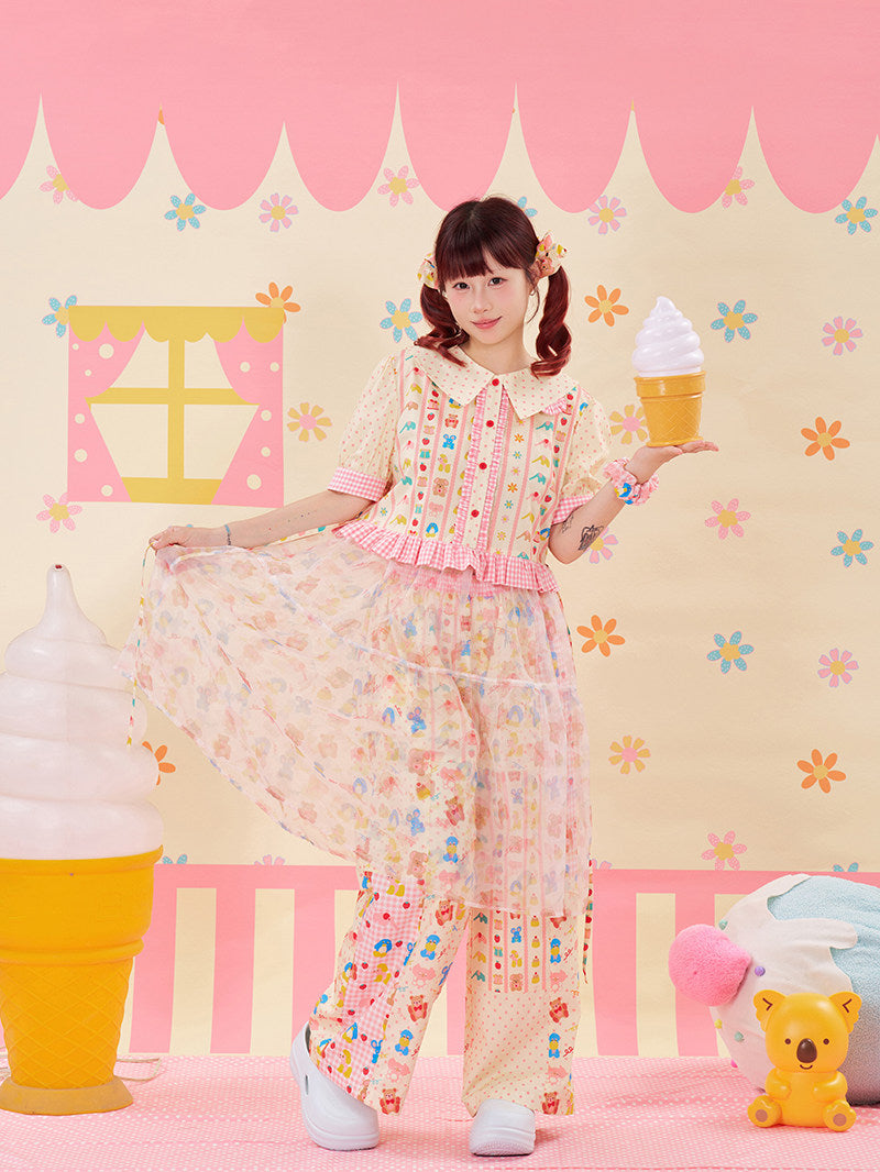 NIKKOU - Lace Organza Puff Dress dress Nikkou home