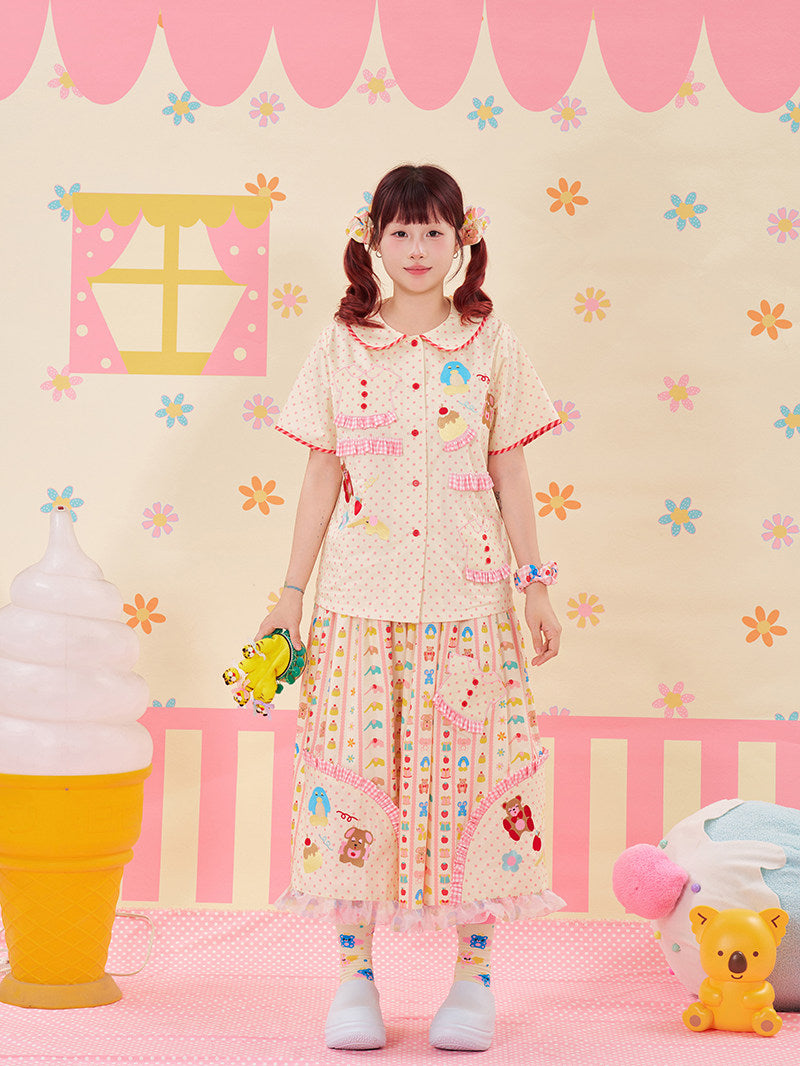NIKKOU - Animal Embroidered Lace Shirt shirt Nikkou home
